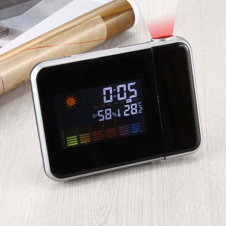 Multifunctional Digital Color LCD Display LED Projection Alarm Clock with Weather Station / Temperature / Humidity / Calendar