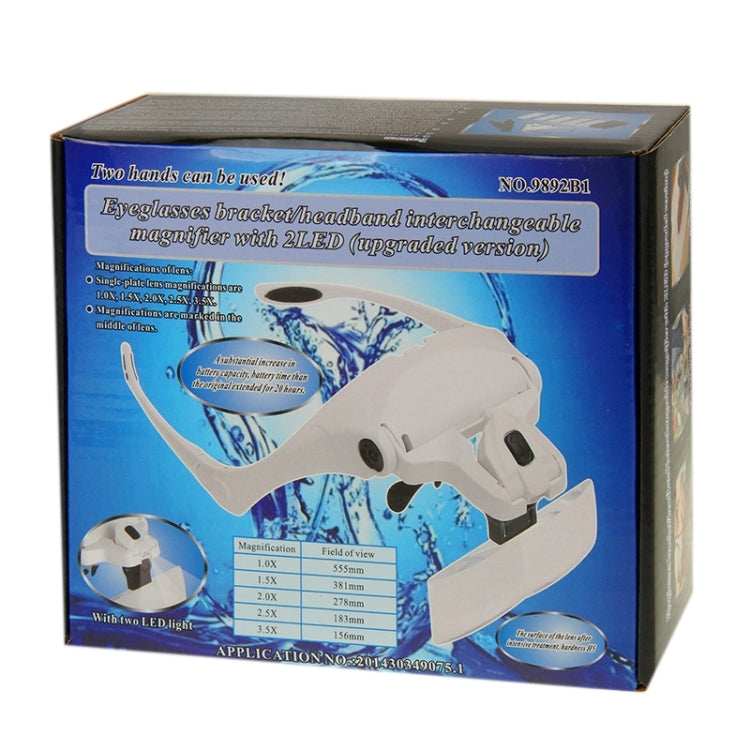 5 Lens 1.0X-3.5X Loupe Glasses Bracket Headband Magnifier with 2 LED Lights Eye Magnification Goggles Magnifying Tool