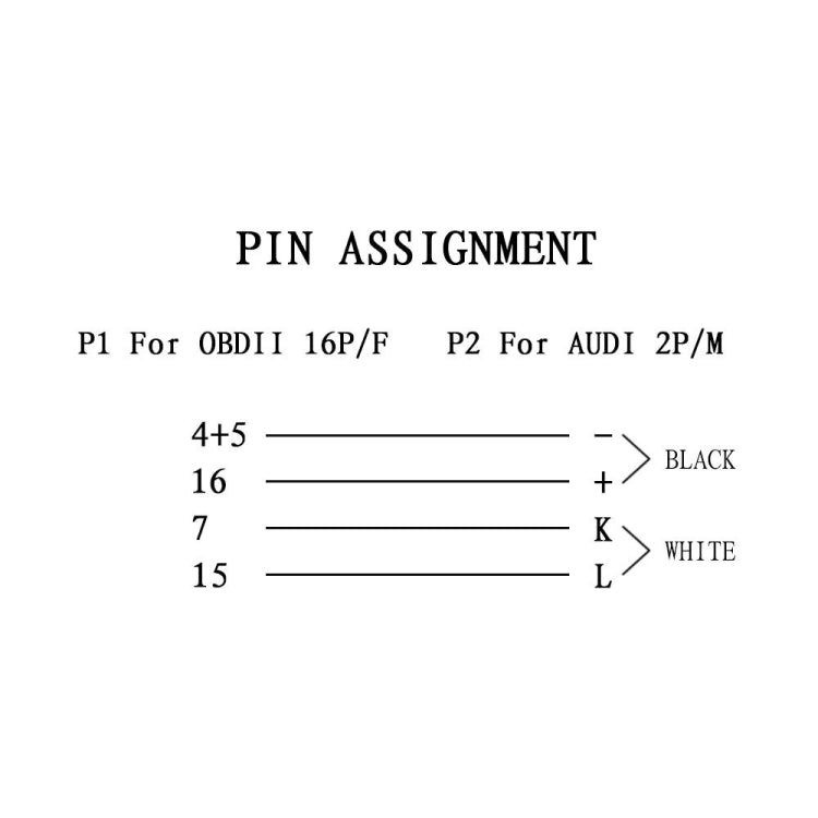 2 x 2 Pin to 16 Pin OBDII Diagnostic Cable for Audi