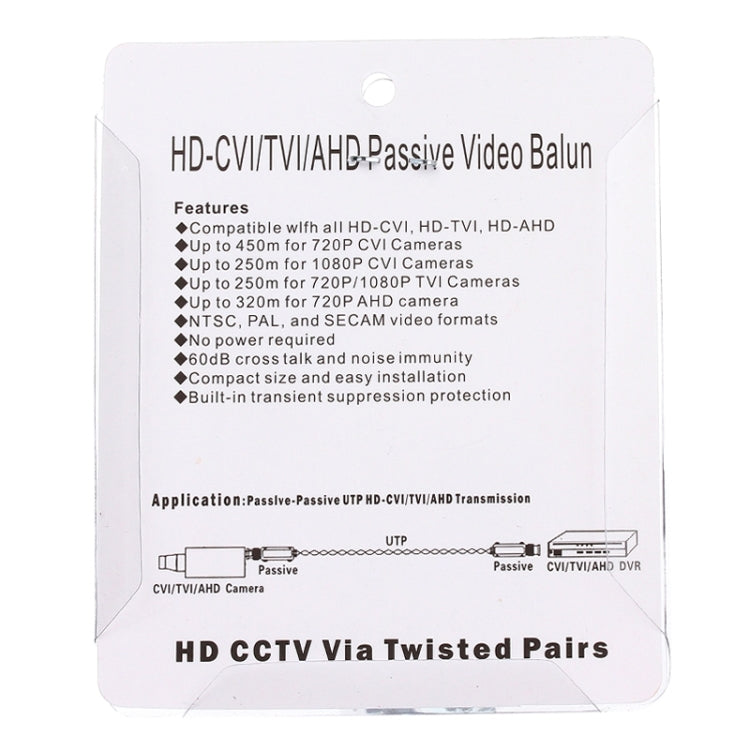 2 PCS 202C-HD CVI/TVI/AHD 1CH Passive Video Balun Coaxial Adapter