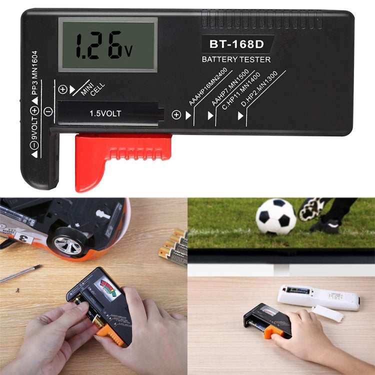 BT-168D Digital LCD Display Battery Universal Tester for 1.5V AAA, AA and 9V 6F22 Batteries