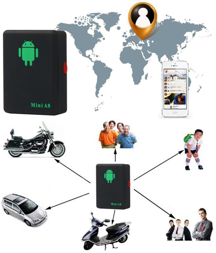 TRACKER Mini A8 Real Time 4 Bands Global Locator GSM/GPRS Tracker Tracking Device for Personal