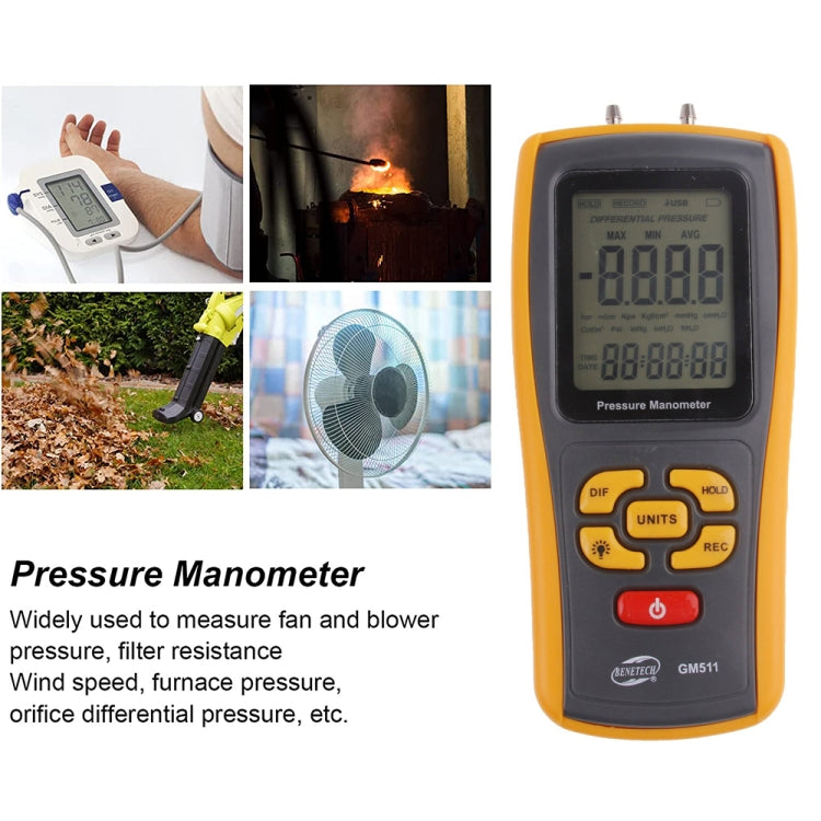BENETECH GM511 LCD Display Pressure Manometer