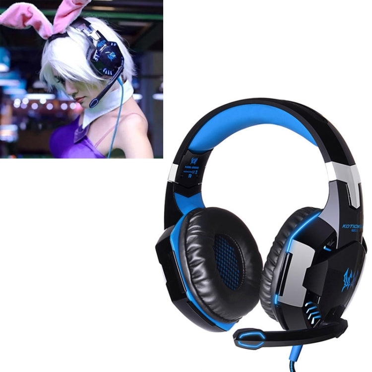 EACH G2000 Over-ear Stereo Bass Gaming Headset with Mic & LED Light for Computer, Cable Length: 2.2m