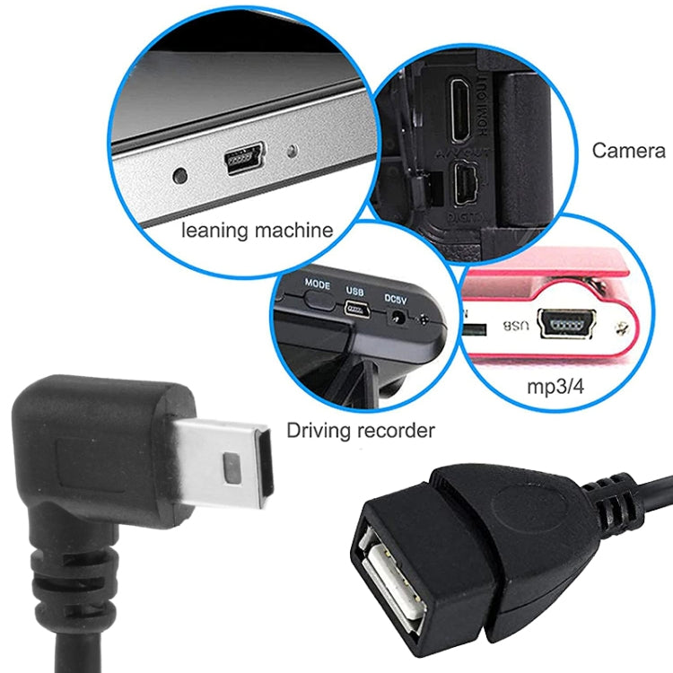 90 Degree Mini USB Male to USB 2.0 AF Adapter Cable with OTG Function, Length: 25cm