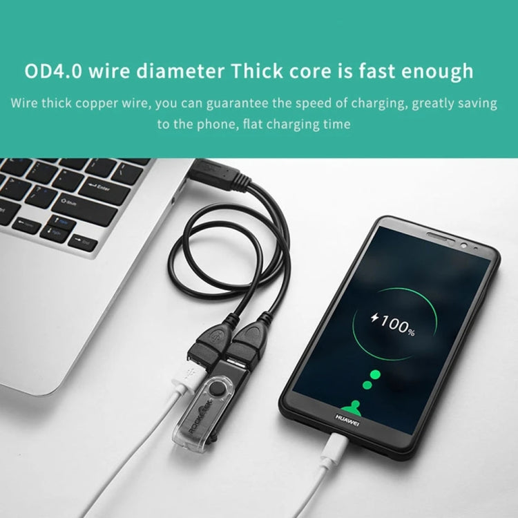 USB 2.0 Male to 2 Dual USB Female Jack Adapter Cable for Computer / Laptop, Length: About 30cm