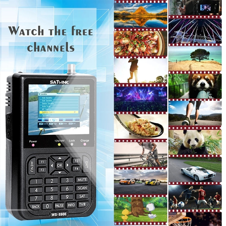 SATLINK WS6906 3.5 inch LCD Colour Screen Portable Digital Satellite Finder Meter