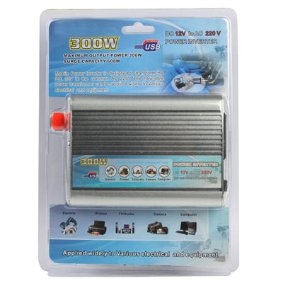 300W DC 12V to AC 220V Car Power Inverter with USB Port and Car Charger