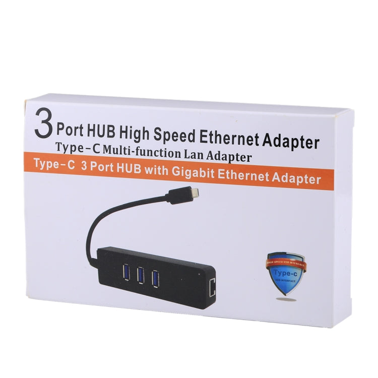 USB-C / Type-C to 3 USB 3.0 Ports HUB + RJ45 High Speed Gigabit Ethernet Adapter Multi-function LAN Adapter
