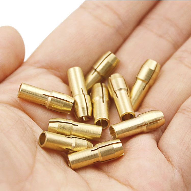 10 in 1 Three-claw Copper Clamp Nut for Electric Mill Fittings,Bore diameter: 0.5-3.2mm