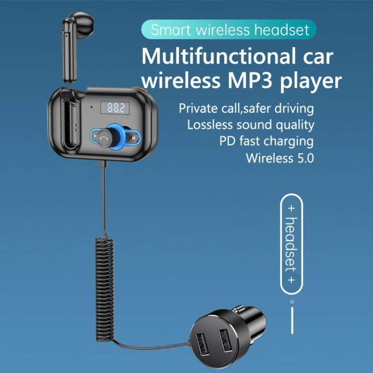 T2 FM Transmitter Hands-free Headphone Kit Headphone MP3 Player Private Call USB PD Quick Charge Audio Receiver