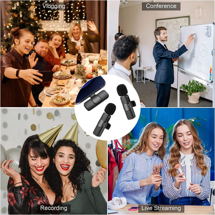 K9 Wireless Clip-on Auto Noise Cancelling Live Mini Microphone for 8-Pin Device 2 in 1