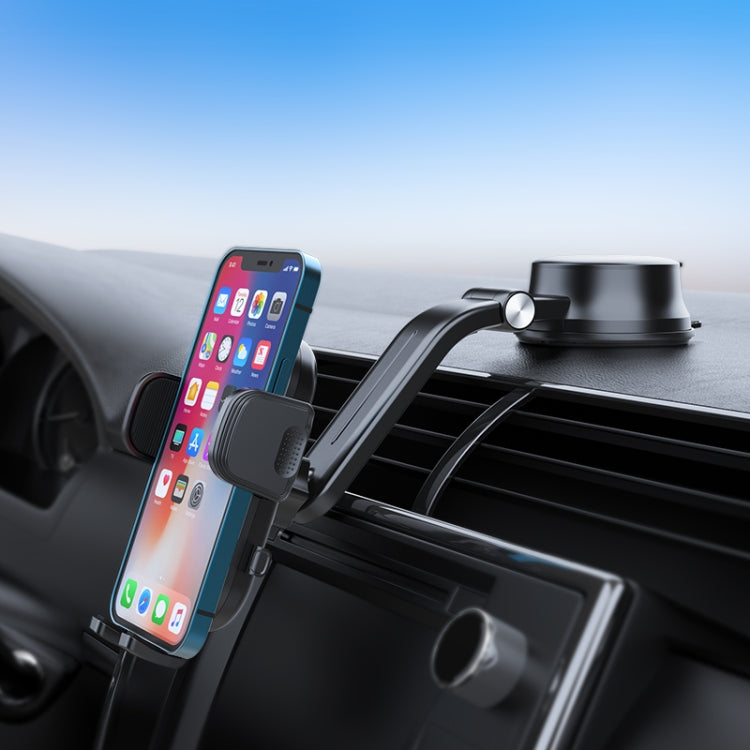 A190+X157 Car Phone Holder Dashboard Sucker Mount Stand Retractable Clamp Arm