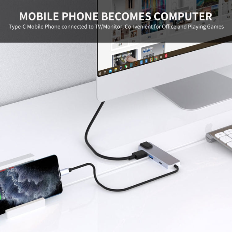 JUNSUNMAY 6 in 1 Type-C to 4K HDMI / Ethernet Docking Station Adapter PD Quick Charge Hub SD/TF Card Reader