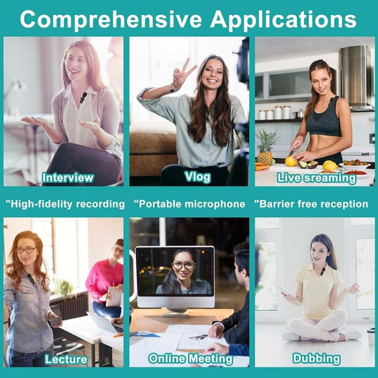 Lavalier Wireless Noise Reduction Microphone for Phone / Camera / Laptop / MacBook with 3.5mm Receiver