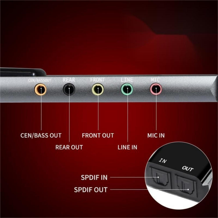 HY-601 6 in 1 USB Multi-Functional Sound Card USB + Audio 3.5 + 7.1CH / OPTICAL