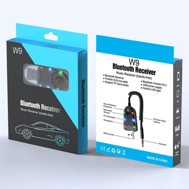 W9 Car Bluetooth Music Receiver USB Bluetooth 5.3 Adapter Wireless Audio Receiver