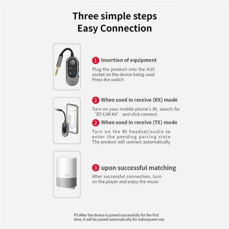 W10 Car Stereo Wireless Connection Audio Adapter 2 in 1 Car Bluetooth 5.3 Receiver Transmitter