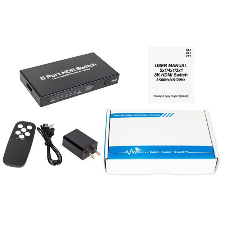 Q8-5 For Home Theater / Office HDMI 2.1 5x1 Switch 8K 60Hz Gaming Video Switcher Control
