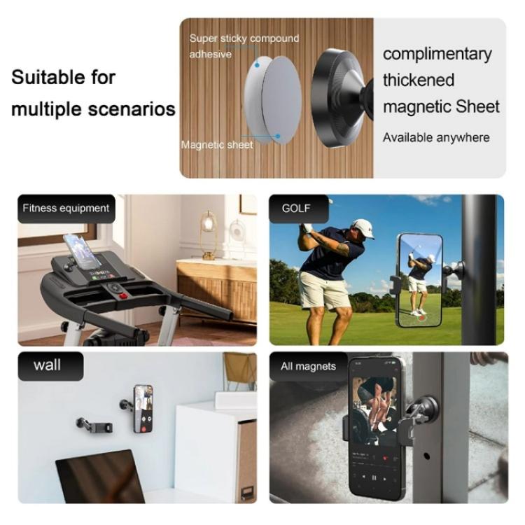 X037 360 Degree Adjustable Magnetic Base Phone Holder for Gym Equipment