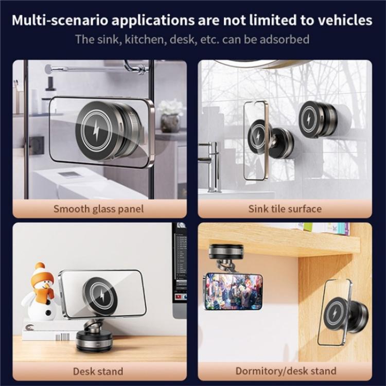 D1W Wireless Charger Magnetic Car Phone Holder Foldable Vacuum Suction Phone Mount Stand