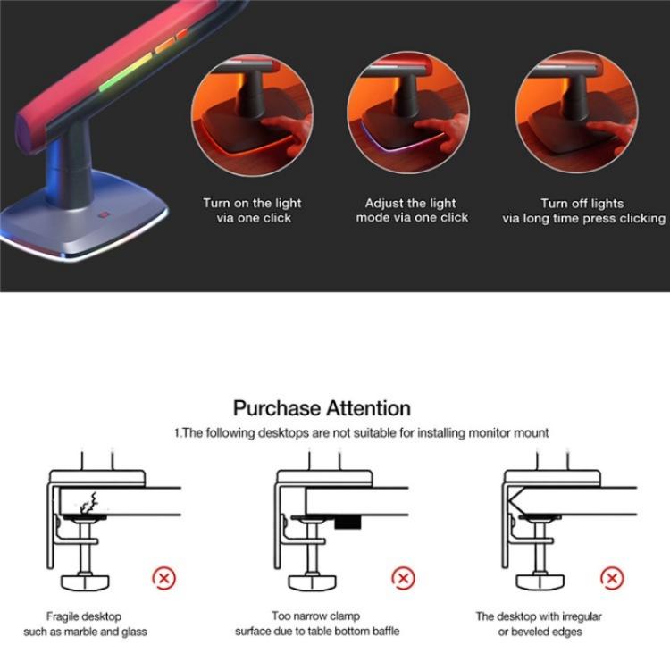 NORTH BAYOU L50 32-60 Inch Gaming Screen RGB Light Curved Ultrawide Flat Monitor Stand