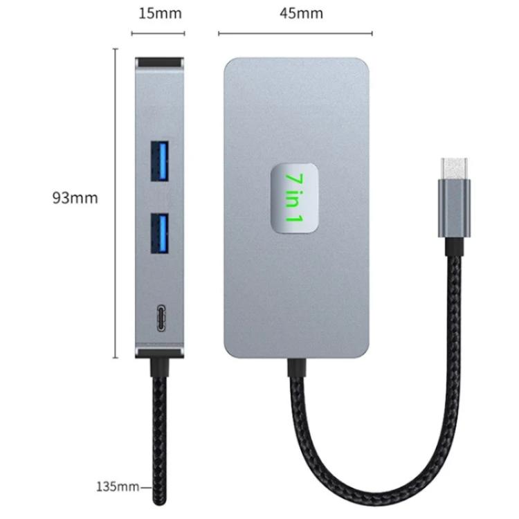 2402 2 x USB 3.2, HD, 2 x Card Reader, PD 100W, RJ45 2.5Gbps 7-in-1 Multi-Port Type-C Hub Adapter