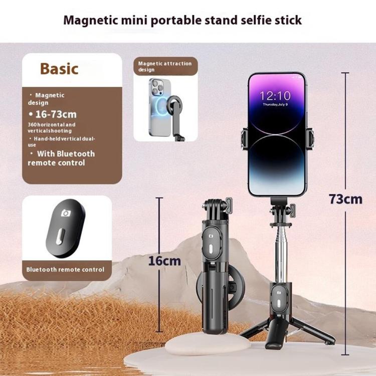 P08Y Pro Portable Travel Selfie Stick Tripod Mini Magsafe Phone Stand with Remote Control