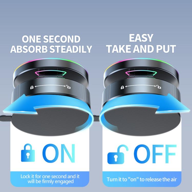 K3 With Colorful Light Rotating Magnetic Car Wireless Charging Vacuum Sucker Phone Stand