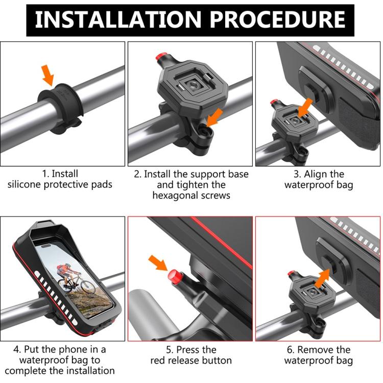 HL-176A Motorcycle Bicycle Handlebar Quick Release Shockproof Phone Holder
