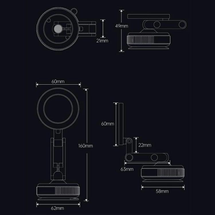 X53 Vacuum Suction Cup 360 Rotation Foldable Cellphone Bracket Magnetic Car Dashboard Phone Holder