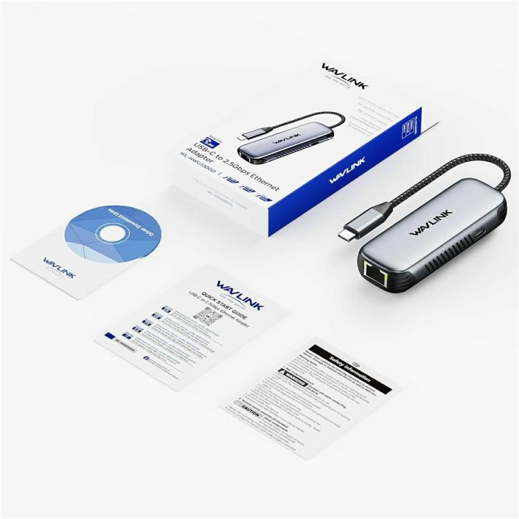 WAVLINK NWU330GD Support 95W PD Output USB-C to RJ45 2.5Gbps Network Converter
