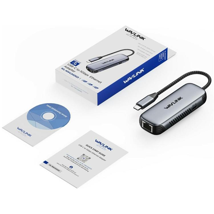WAVLINK NWU340GD With 95W Charging Port 5Gbps USB-C to RJ45 Ethernet Adapter Converter