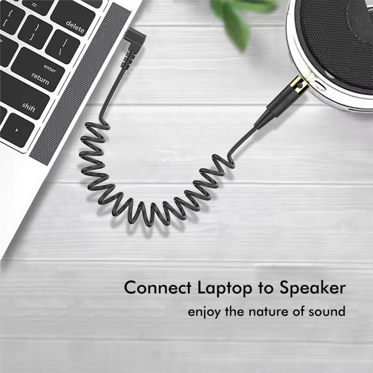 JUNSUNMAY 3.5mm Stereo Male to 3 Pin XLR Female Mixer Spring Extension Adapter Cable, Length: 0.5m, 3.5mm Stereo Male to 3 Pin XLR Female
