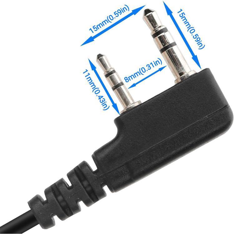 JUNSUNMAY Walkie Talkies Headset Radio Earpiece Adapter Cable, Length: 25cm, 2 Pin to Male 3.5mm, 2 Pin to Female 3.5mm