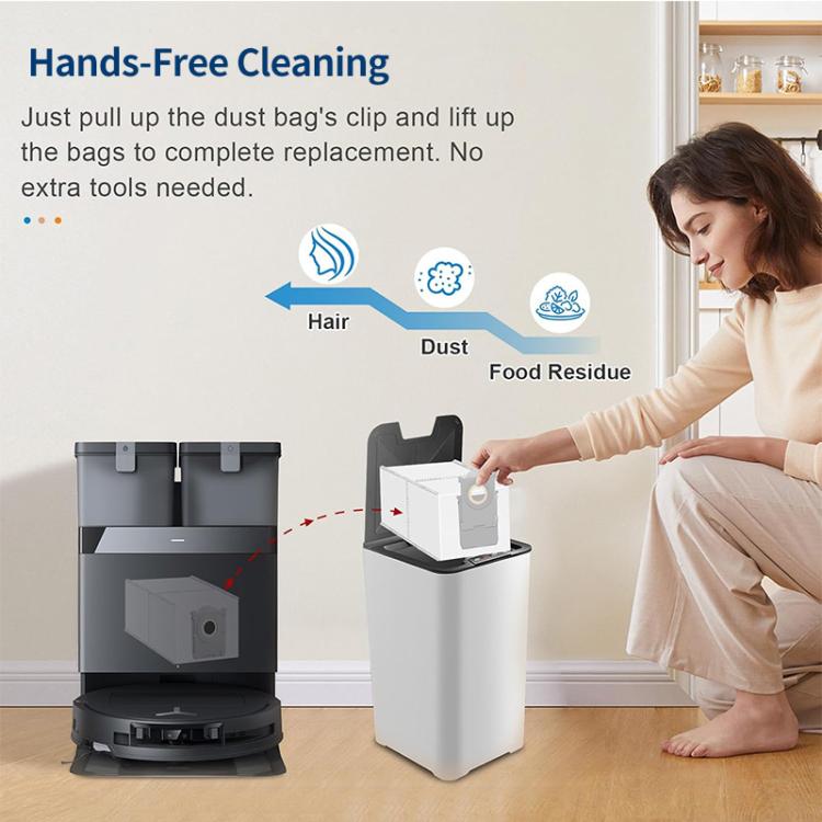 JUNSUNMAY 6pcs Sweeping Robot Non-woven Fabrics Dust Bag for Ecovacs Deebot T50 Pro / T50 Max / T50 Omni