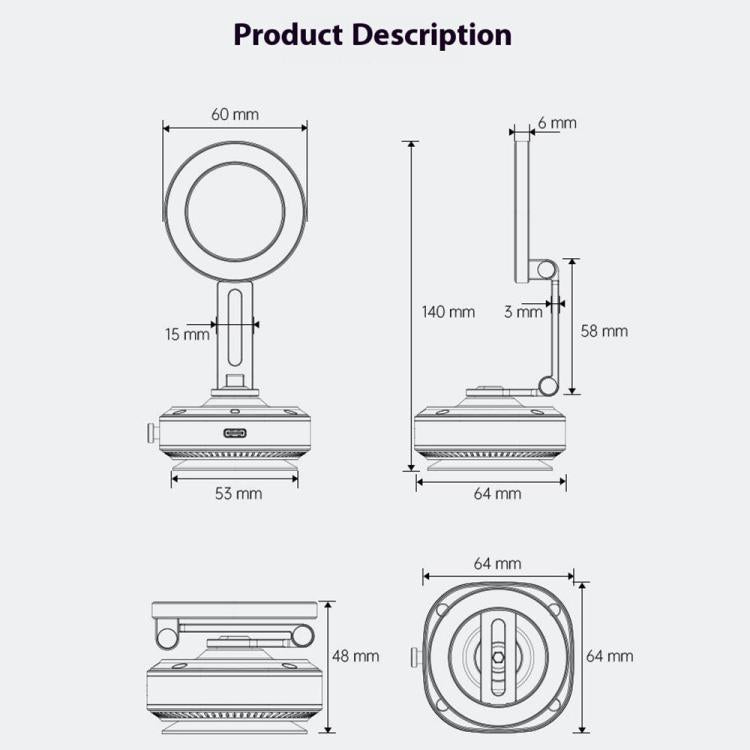 X74 Car Dashboard Electric Vacuum Suction Cup Magnetic Phone Holder