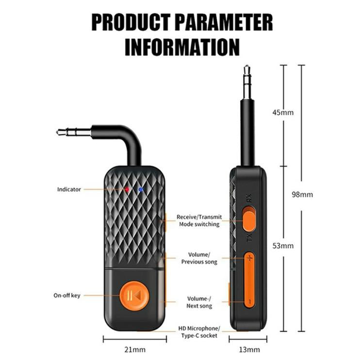 T90 Wireless Audio Transmitter Receiver AUX 3.5mm Car Bluetooth Adapter