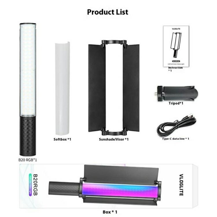 VLOGLITE B20RGB Magnetic LED Fill Light Handheld 20 Modes RGB Photography Light Stick