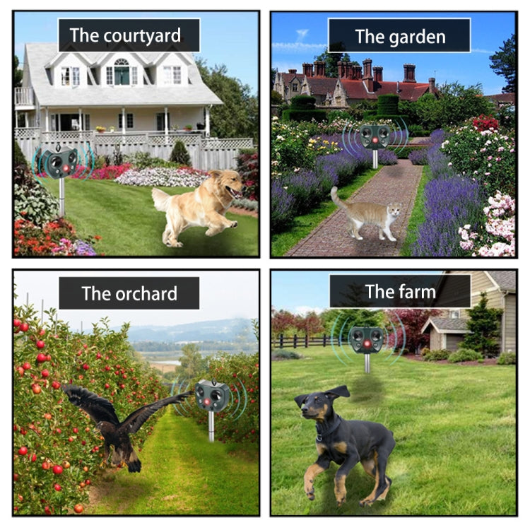Outdoor Ultrasonic Solar Animal Repeller Pest Mouse Repeller Sensor Garden Bird Cat Dog Fox Repellent Keep Animals Away