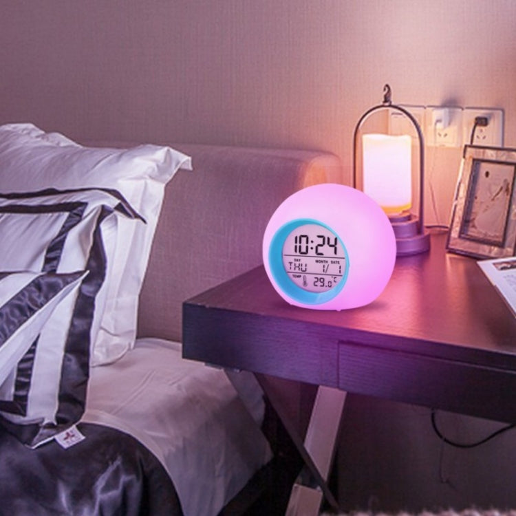 Round Color Light Gradient Alarm Clock Perpetual Calendar Clock
