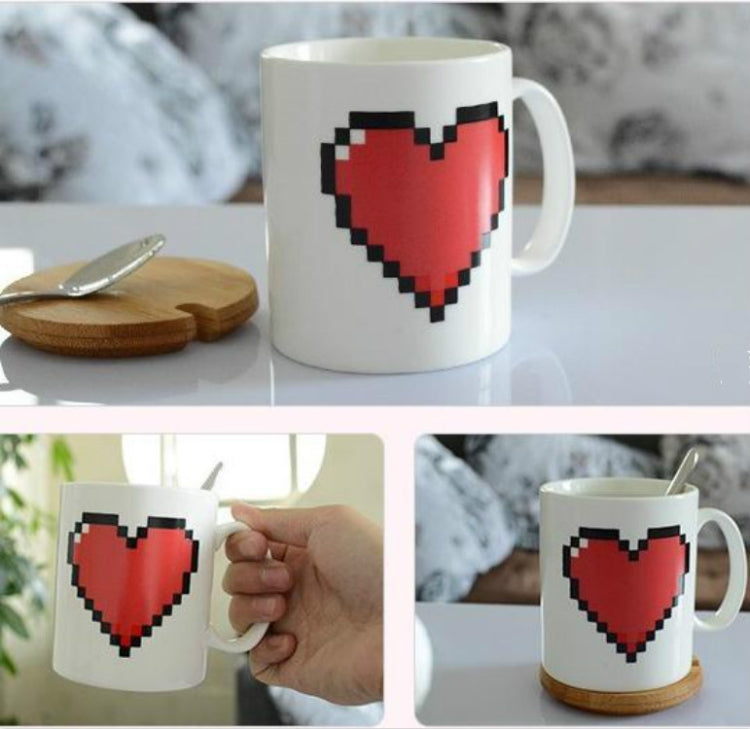Creative Heart Magic Temperature Changing Cup Color Changing Chameleon Mugs Heat Sensitive Coffee Tea Milk Cup