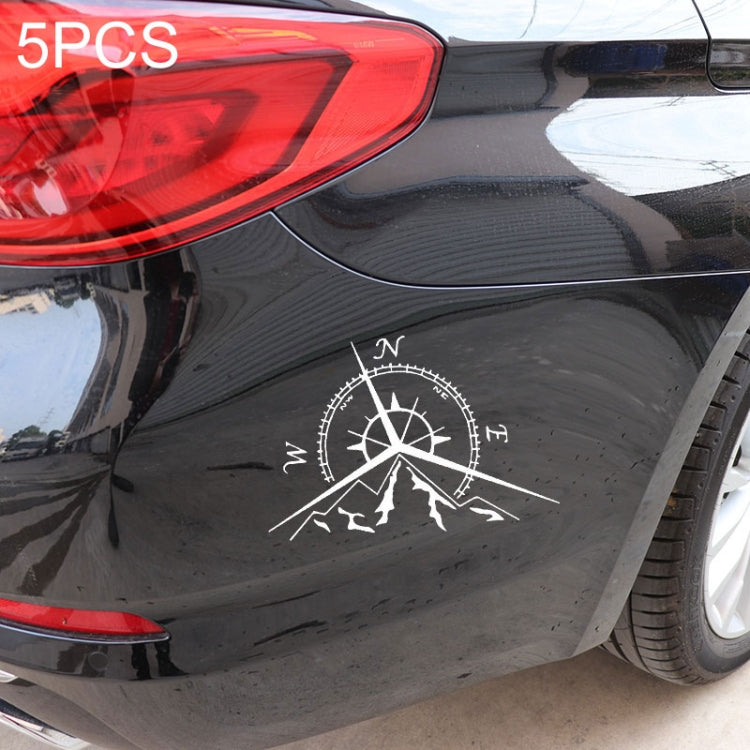5 PCS NSWE Fashion Mountains Compass Rose Decal Nautical Compass Navigate Car Sticker, Size: 13.7x9.4cm