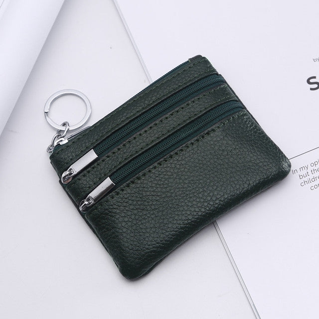 Genuine Leather Women Small Wallet Change Purses Zipper Card Holder Wallets