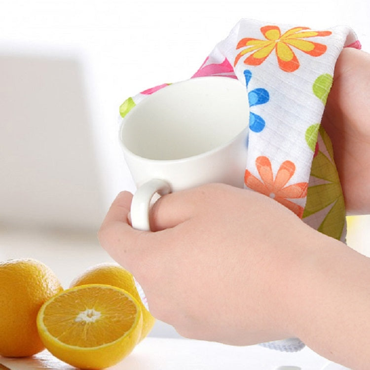 4 PCS / Set Microfiber Printed Flowers Cloth Cleaning Cloth