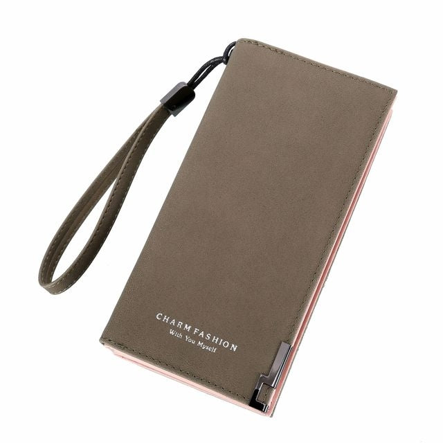 Fashion Ladies Zipper Long Dull Polish Retro PU Leather Wallet Clutch Coin Purse