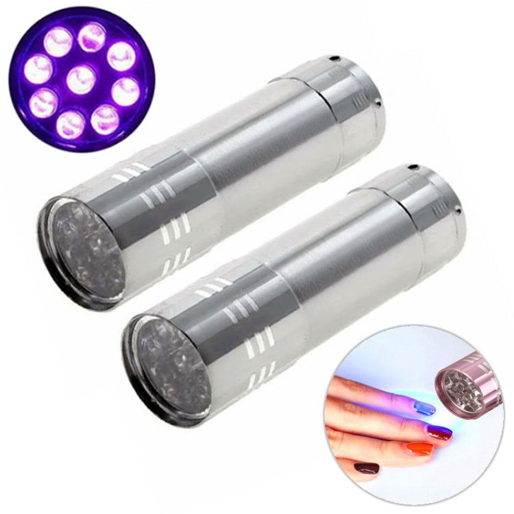 2 PCS Nail Dryer Mini LED Flashlight UV Lamp Portable For Nail Gel Fast Dryer