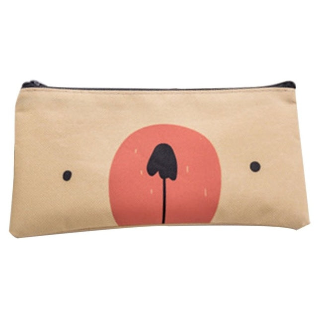 2 PCS Cartoon Dog Simple Big Capacity Pencil Bag Office School Student Supplie Stationery, Grey, Blue, Dark Blue, Light Yellow