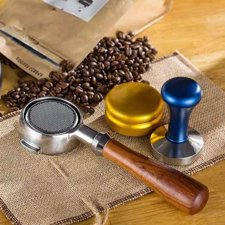 Stainless Steel Coffee Machine Filter Bracket Coffee Bottomless Wooden Handle