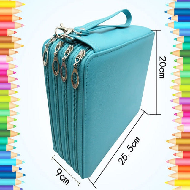 PU Leather School Pencil Case 184 Holes Large Capacity Colored Pencil Bag Box Multi-functional Pencilcase Art Supplies Gift